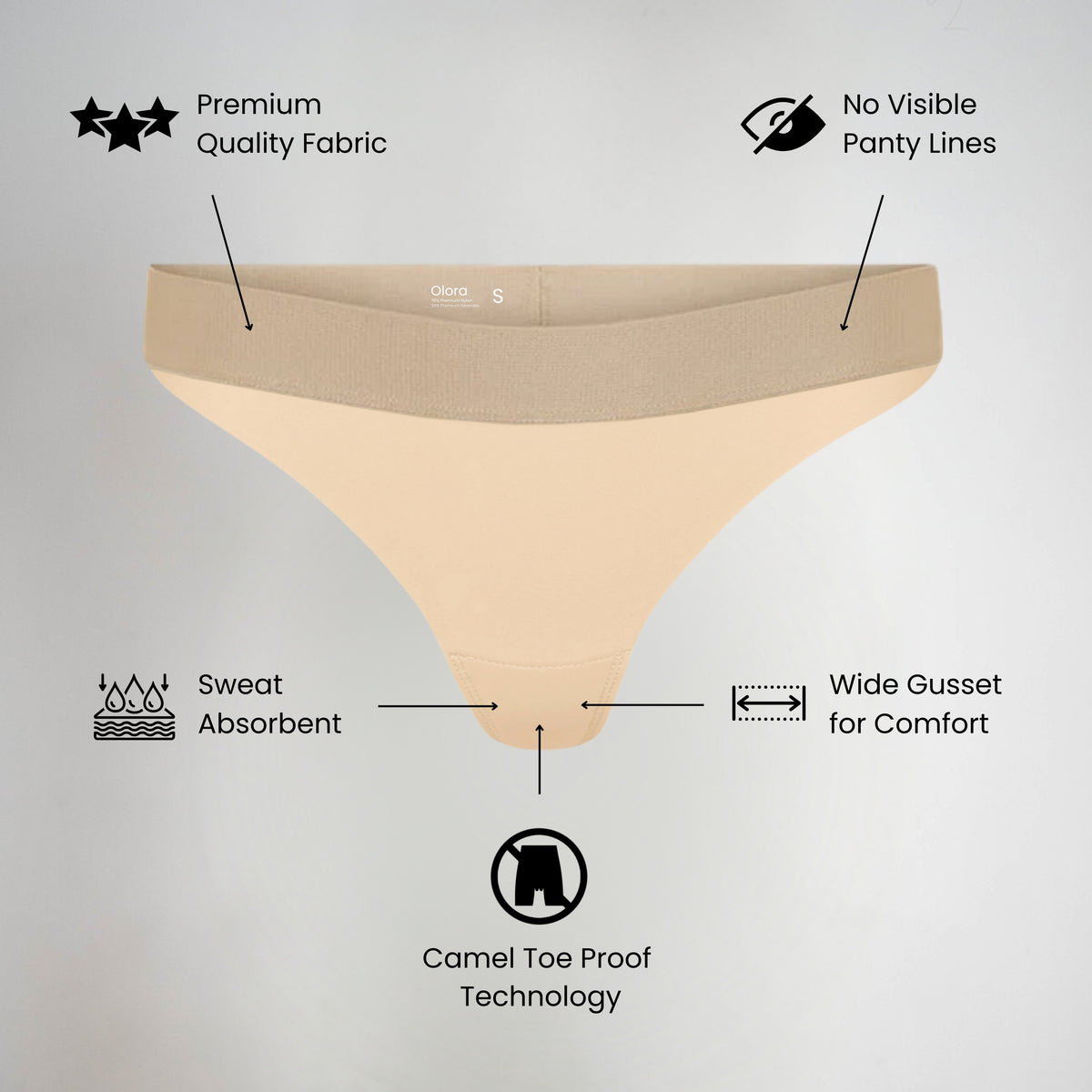 Olora Niewidoczne Stringi Niski Stan - Piaskowy